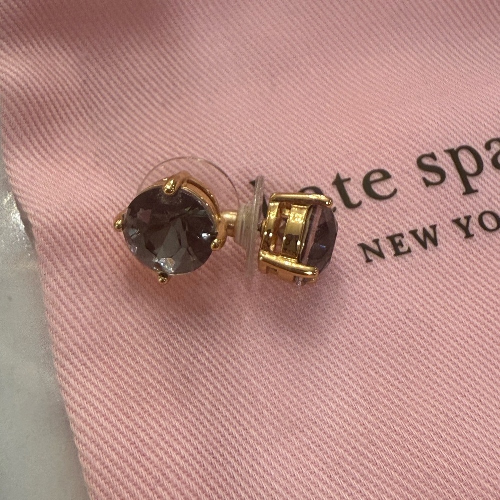 NEW Kate Spade Gum Drop Earring Studs Black and Gold - Picture 4 of 6